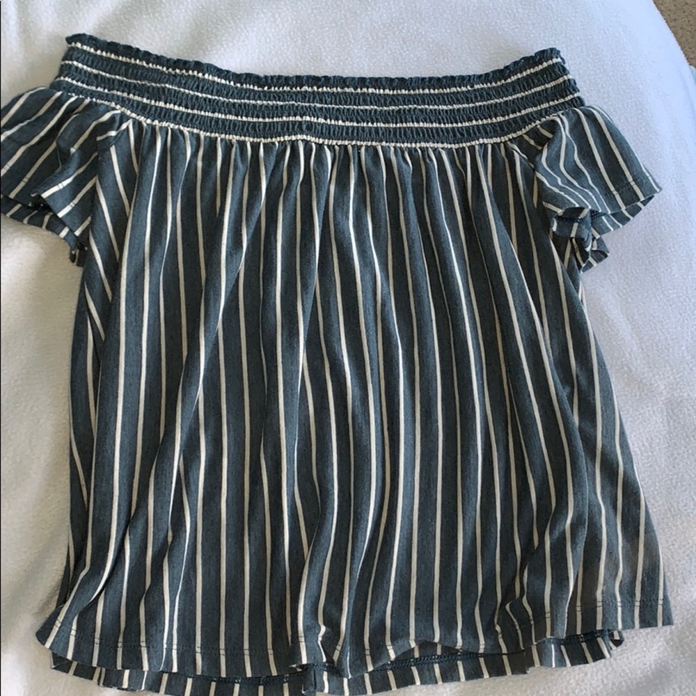 American eagle off the shoulder striped top S